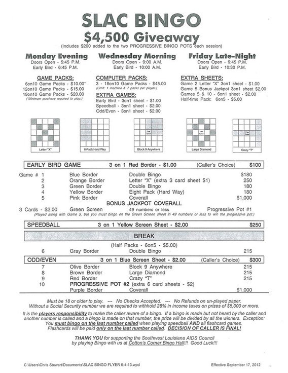 Slac Bingo